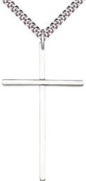 [0029YSS/24S] Sterling Silver Cross Pendant on a 24 inch Light Rhodium Heavy Curb chain