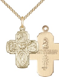 [0041SPGF/18GF] 14kt Gold Filled 5-Way Pendant on a 18 inch Gold Filled Light Curb chain