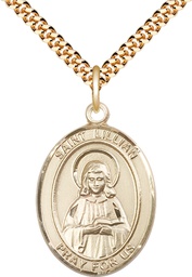 [7226GF/24G] 14kt Gold Filled Saint Lillian Pendant on a 24 inch Gold Plate Heavy Curb chain