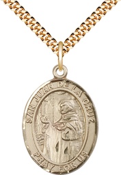 [7232GF/24G] 14kt Gold Filled San Juan de la Cruz Pendant on a 24 inch Gold Plate Heavy Curb chain