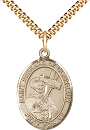 [7233GF/24G] 14kt Gold Filled Saint Bernard of Clairvaux Pendant on a 24 inch Gold Plate Heavy Curb chain