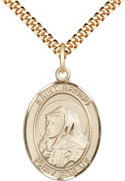 [7270GF/24G] 14kt Gold Filled Saint Bruno Pendant on a 24 inch Gold Plate Heavy Curb chain