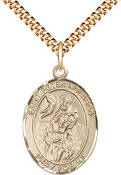 [7291GF/24G] 14kt Gold Filled Saint Peter Nolasco Pendant on a 24 inch Gold Plate Heavy Curb chain