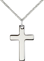 [0110YSS/18SS] Sterling Silver Cross Pendant on a 18 inch Sterling Silver Light Curb chain