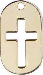 [0111DTKT] 14kt Gold Cross Dog Tag Medal