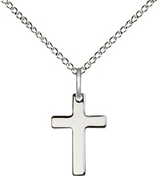 [0111YSS/18SS] Sterling Silver Cross Pendant on a 18 inch Sterling Silver Light Curb chain