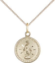 [5653GF/18GF] 14kt Gold Filled Miraculous Pendant on a 18 inch Gold Filled Light Curb chain