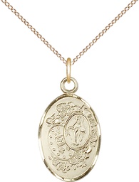 [5682GF/18GF] 14kt Gold Filled Miraculous Pendant on a 18 inch Gold Filled Light Curb chain