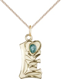 [5901GF/18GF] 14kt Gold Filled Miraculous Pendant on a 18 inch Gold Filled Light Curb chain