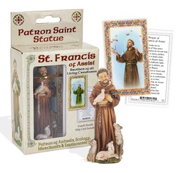 [HI-1735-310] 4" Saint Francis Of Assisi Cold Cast Resin Hand Painted Statue