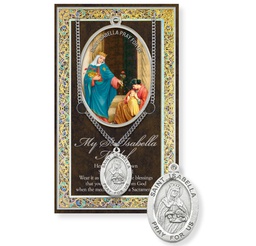 [HI-950-451] St. Isabella Genuine Pewter Medal on a 24" Chain with Biography and Picture Folder