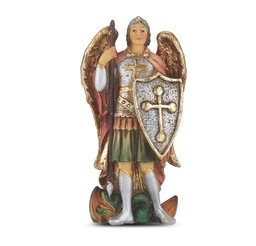 [HI-1735-330] 4" Saint Michael Cold Cast Resin Hand Painted Statue  P65