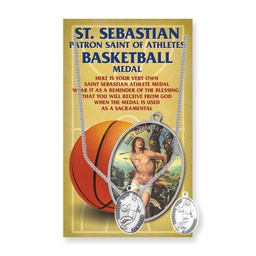 [HI-650-6044] Oval Saint Sebastian Mens Basketball Medal on a 24" Chain