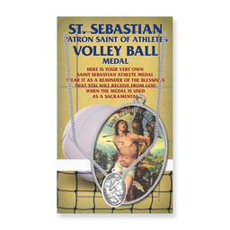 [HI-650-8055] Oval Saint Sebastian Womens Volleyball Medal on a 18" Chain