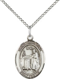 [8121SS/18SS] Sterling Silver Saint Valentine of Rome Pendant on a 18 inch Sterling Silver Light Curb chain