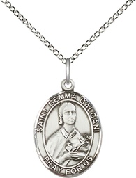 [8130SS/18SS] Sterling Silver Saint Gemma Galgani Pendant on a 18 inch Sterling Silver Light Curb chain