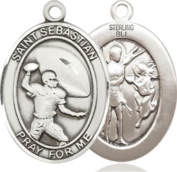 [7601SS] Sterling Silver Saint Sebastian Football Medal