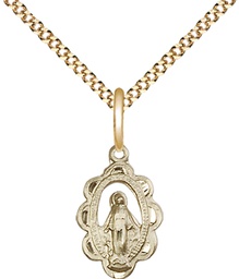 [1610GF/18G] 14kt Gold Filled Miraculous Pendant on a 18 inch Gold Plate Light Curb chain