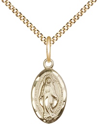 [1609GF/18G] 14kt Gold Filled Miraculous Pendant on a 18 inch Gold Plate Light Curb chain