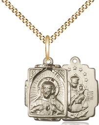 [0804SGF/18G] 14kt Gold Filled Scapular Pendant on a 18 inch Gold Plate Light Curb chain
