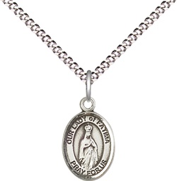 [9205SS/18S] Sterling Silver Our Lady of Fatima Pendant on a 18 inch Light Rhodium Light Curb chain
