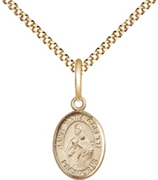 [9208GF/18G] 14kt Gold Filled Saint Maria Goretti Pendant on a 18 inch Gold Plate Light Curb chain