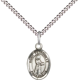 [9209SS/18S] Sterling Silver Saint Petronille Pendant on a 18 inch Light Rhodium Light Curb chain