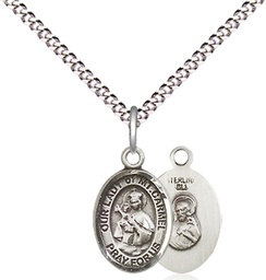 [9243SS/18S] Sterling Silver Our Lady of Mount Carmel Pendant on a 18 inch Light Rhodium Light Curb chain