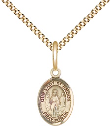 [9246GF/18G] 14kt Gold Filled Our Lady of Knock Pendant on a 18 inch Gold Plate Light Curb chain