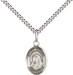 [9270SS/18S] Sterling Silver Saint Bruno Pendant on a 18 inch Light Rhodium Light Curb chain
