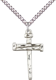 [0013SS/24SS] Sterling Silver Nail Cross Pendant on a 24 inch Sterling Silver Heavy Curb chain