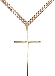 [0014LGF/24GF] 14kt Gold Filled Cross Pendant on a 24 inch Gold Filled Heavy Curb chain