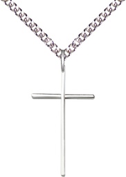 [0014LSS/24SS] Sterling Silver Cross Pendant on a 24 inch Sterling Silver Heavy Curb chain