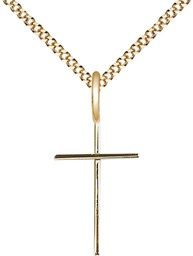 [0014MGF/18G] 14kt Gold Filled Cross Pendant on a 18 inch Gold Plate Light Curb chain