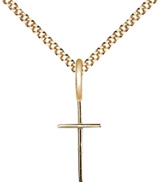 [0014SGF/18G] 14kt Gold Filled Cross Pendant on a 18 inch Gold Plate Light Curb chain