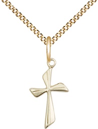 [0016YGF/18G] 14kt Gold Filled Cross Pendant on a 18 inch Gold Plate Light Curb chain