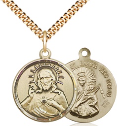 [0017SGF/24G] 14kt Gold Filled Scapular Pendant on a 24 inch Gold Plate Heavy Curb chain