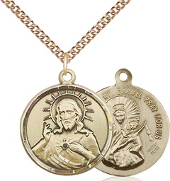 [0017SGF/24GF] 14kt Gold Filled Scapular Pendant on a 24 inch Gold Filled Heavy Curb chain