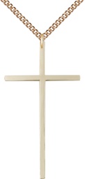 [0029YGF/24GF] 14kt Gold Filled Cross Pendant on a 24 inch Gold Filled Heavy Curb chain