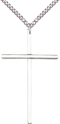 [0029YSS/24SS] Sterling Silver Cross Pendant on a 24 inch Sterling Silver Heavy Curb chain