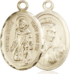 [0046PGF] 14kt Gold Filled Saint Peregrine Medal