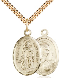 [0046PGF/24G] 14kt Gold Filled Saint Peregrine Pendant on a 24 inch Gold Plate Heavy Curb chain