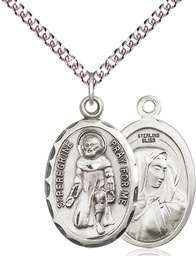 [0046PSS/24SS] Sterling Silver Saint Peregrine Pendant on a 24 inch Sterling Silver Heavy Curb chain