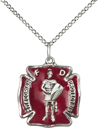 [0070ESS/18SS] Sterling Silver Saint Florian Pendant on a 18 inch Sterling Silver Light Curb chain