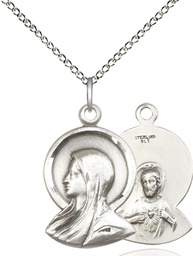 [0020SS/18SS] Sterling Silver Madonna Pendant on a 18 inch Sterling Silver Light Curb chain