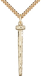 [0053GF/24G] 14kt Gold Filled Nail Pendant on a 24 inch Gold Plate Heavy Curb chain