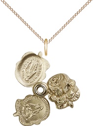 [0202GF/18GF] 14kt Gold Filled Rosebud Pendant on a 18 inch Gold Filled Light Curb chain