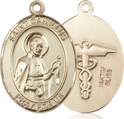 [8019GF9] 14kt Gold Filled Saint Camillus of Lellis Nurse Medal