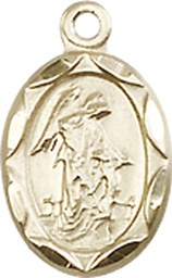 [0301EKT] 14kt Gold Guardian Angel Medal
