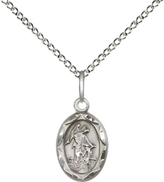 [0301ESS/18SS] Sterling Silver Guardian Angel Pendant on a 18 inch Sterling Silver Light Curb chain